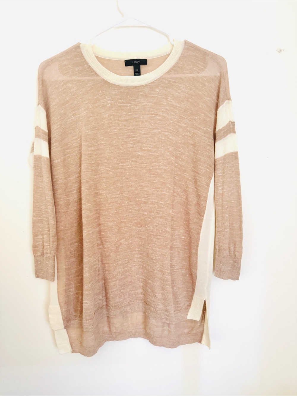 J. Crew Cream & Taupe Striped Lightweight Sweater